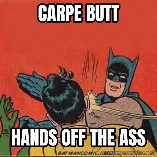 batman slap robin meme: Carpe butt / hands off the ass