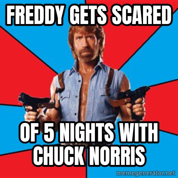 Chuck Norris  meme: freddy gets scared / of 5 nights with chuck norris