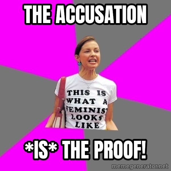 Feminist Cunt meme: the accusation / *is*  the proof!