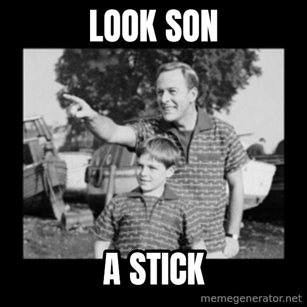 look son a faggot meme: LOOK SON / a stick