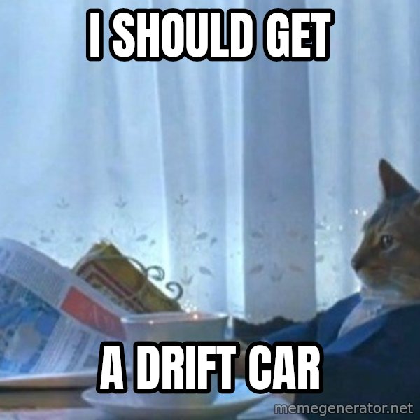 newspaper cat realization meme: I Should get / a Drift Car