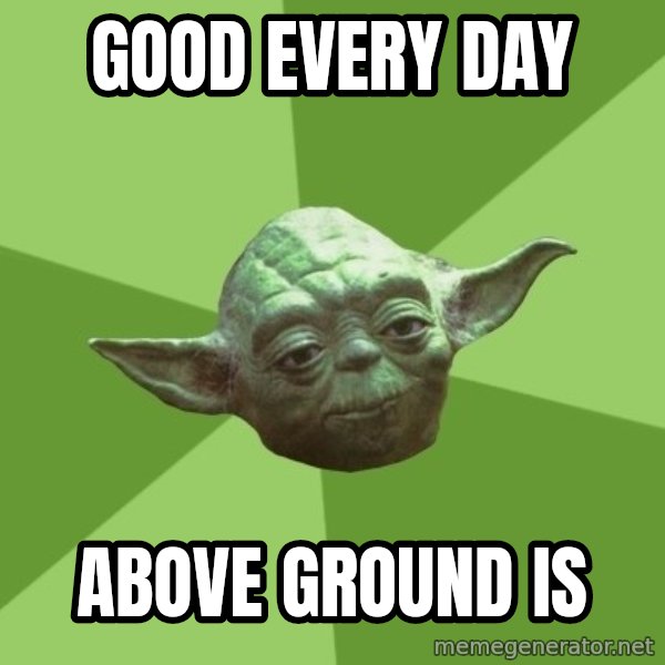 Advice Yoda Gives meme: good every day / above ground is