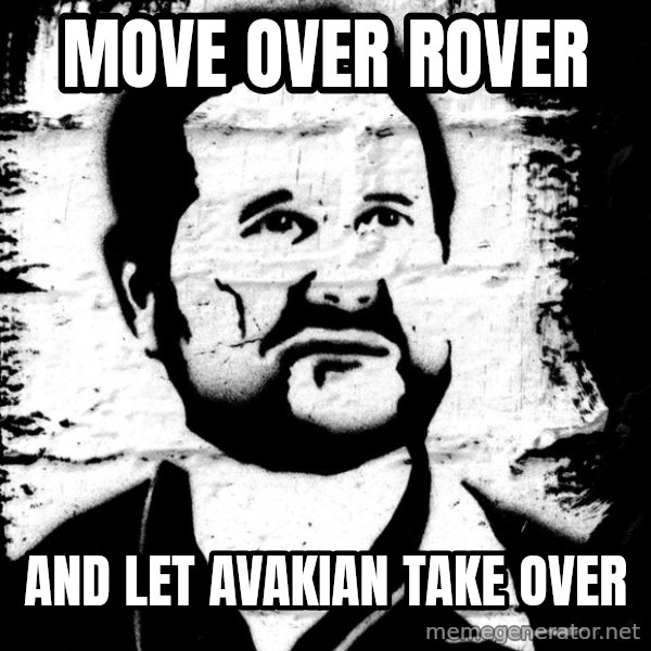 Blob Avakian meme: MOVE OVER ROVER / AND LET AVAKIAN TAKE OVER