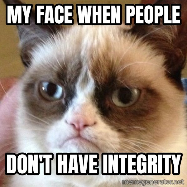 Angry Cat Meme meme: My face when people / Don't have integrity
