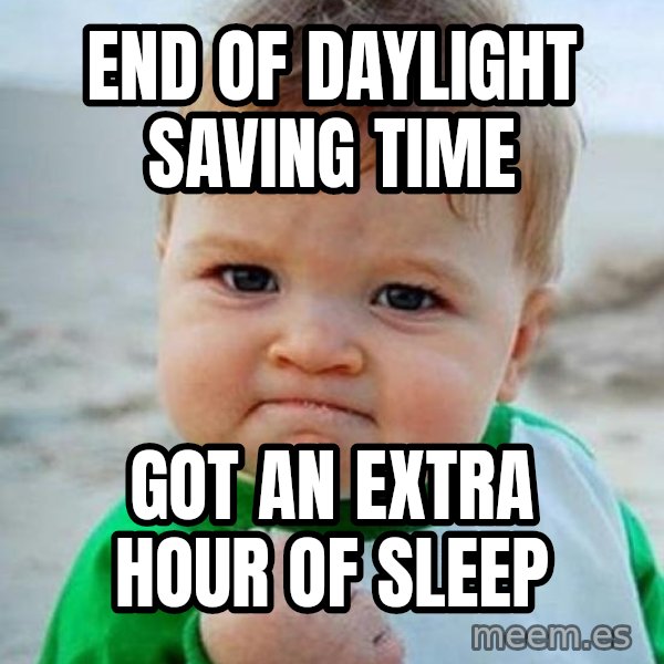 victory kid meme: End of Daylight saving time / got an extra hour of sleep