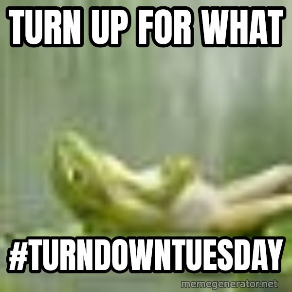 Frog Relaxing meme: Turn Up For what / #TurnDownTuesday