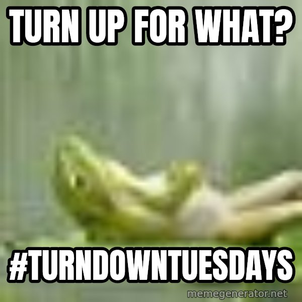 Frog Relaxing meme: Turn Up For What? / #TurnDownTuesdays