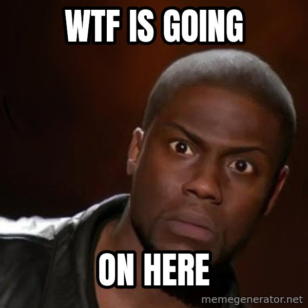 kevin hart nigga meme: wtf is going / on here