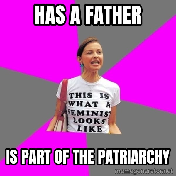 Feminist Cunt meme: has a father / is part of the patriarchy