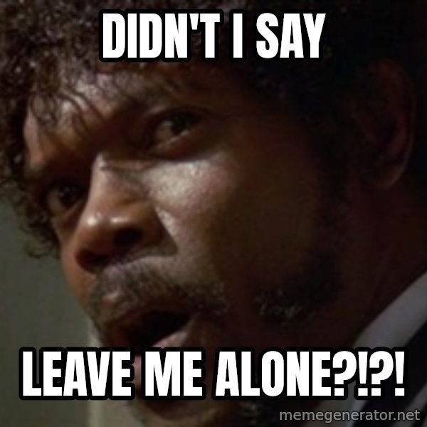 Angry Samuel L Jackson meme: didn't i say / leave me alone?!?!