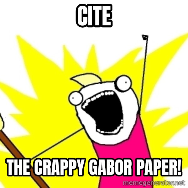 X ALL THE THINGS meme: Cite / the crappy Gabor paper!
