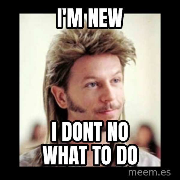 Joe Dirt meme: I'm new / i dont no what to do