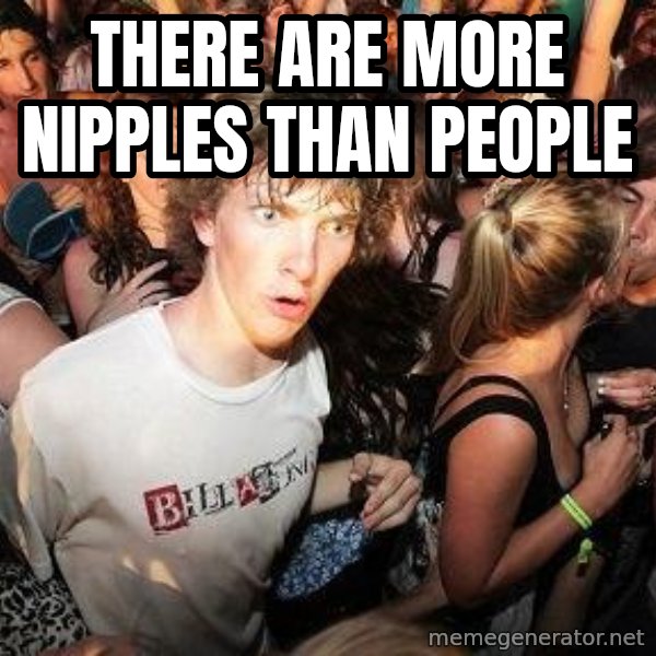 Sudden Realization Ralph meme: There Are More Nipples Than People