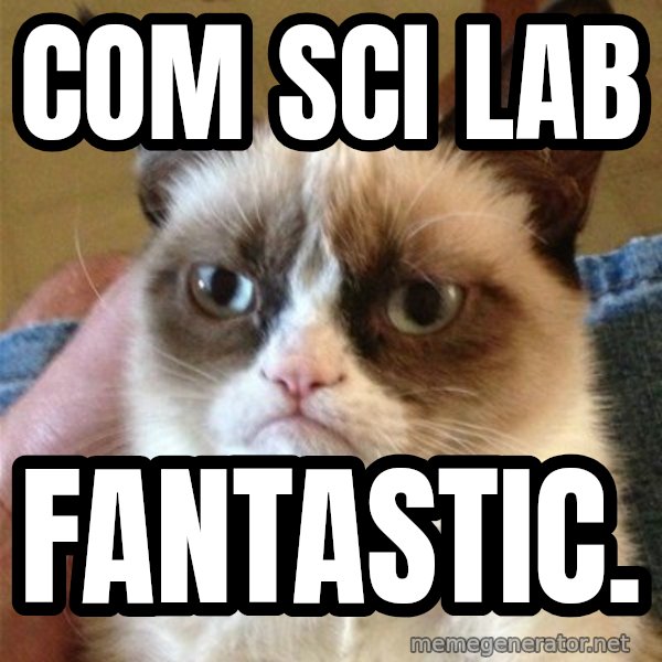 Grumpy Cat  meme: Com Sci Lab / Fantastic.