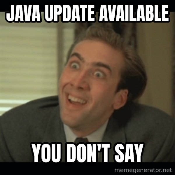 Nick Cage meme: Java update available / You don't say