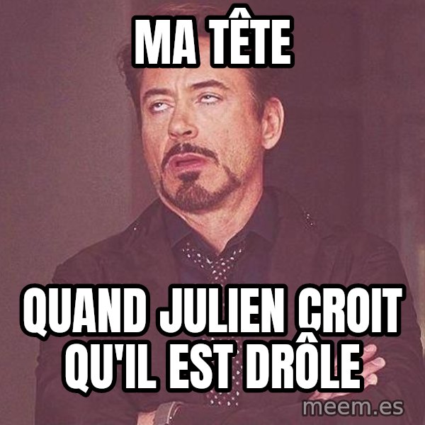 Robert Downey Jr rolls eyes meme: Ma tête / quand Julien croit qu'il est drôle