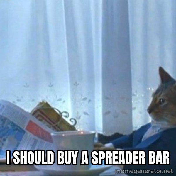 newspaper cat realization meme: I should buy a spreader bar
