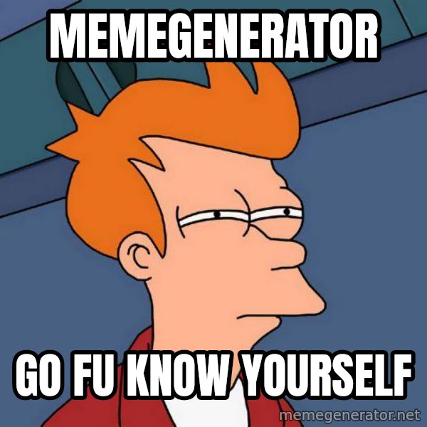 Futurama Fry meme: Memegenerator / Go Fu know yourself