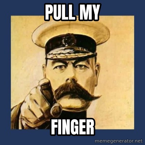 your country needs you meme: pull my / finger