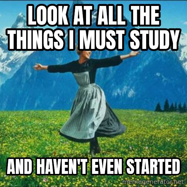 Look at all the things meme: Look at all the things I must study / and haven't even started