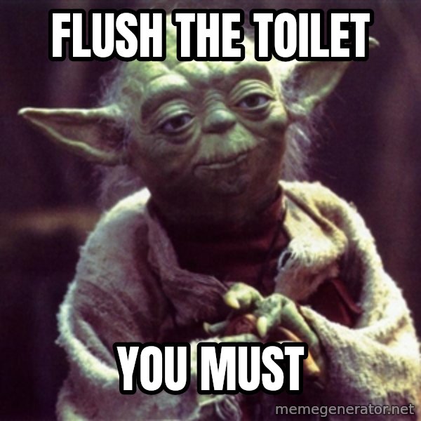 Yoda meme: Flush the toilet / you must