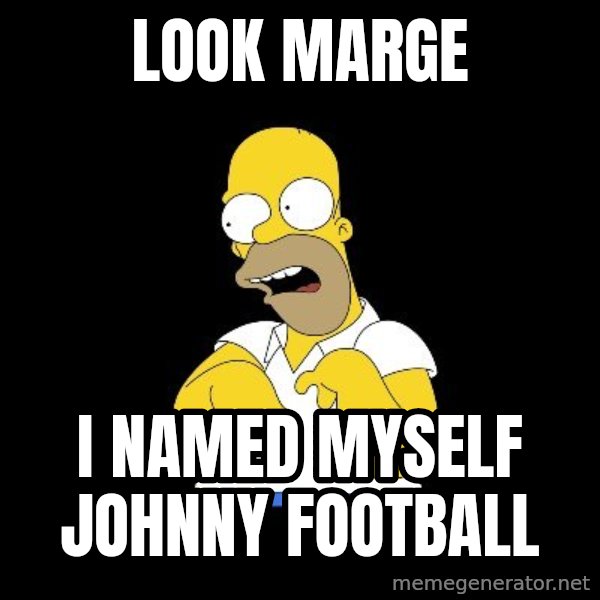 look-marge meme: Look marge / i named myself johnny football