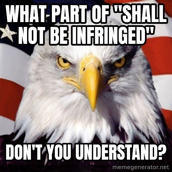 American Pride Eagle meme: What part of "Shall not be infringed" / don't you understand?