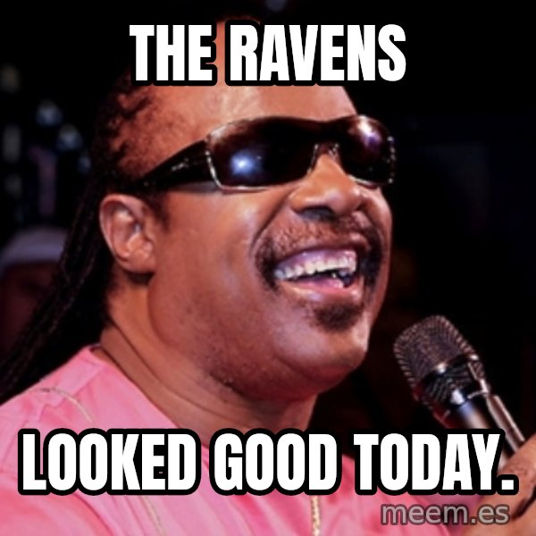 stevie wonder meme: The Ravens / looked good today.