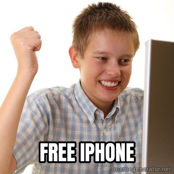 First Day on the internet kid meme: free iphone