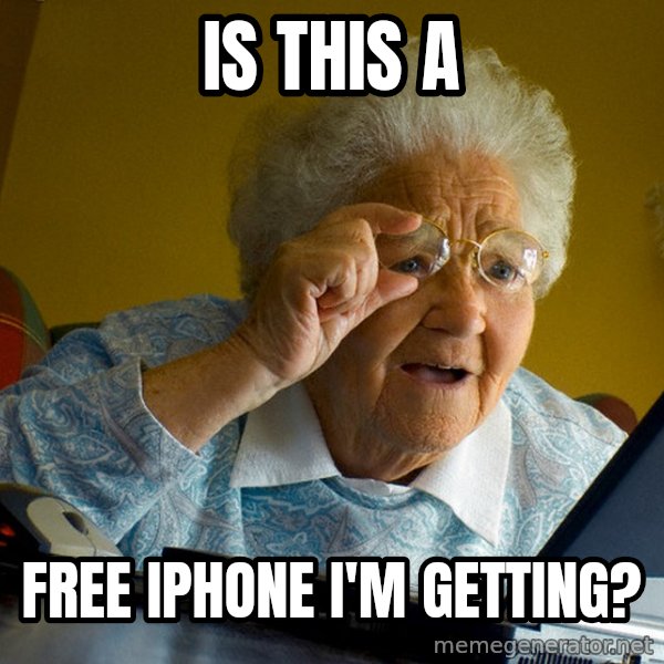 Internet Grandma Surprise meme: is this a / free iphone i'm getting?