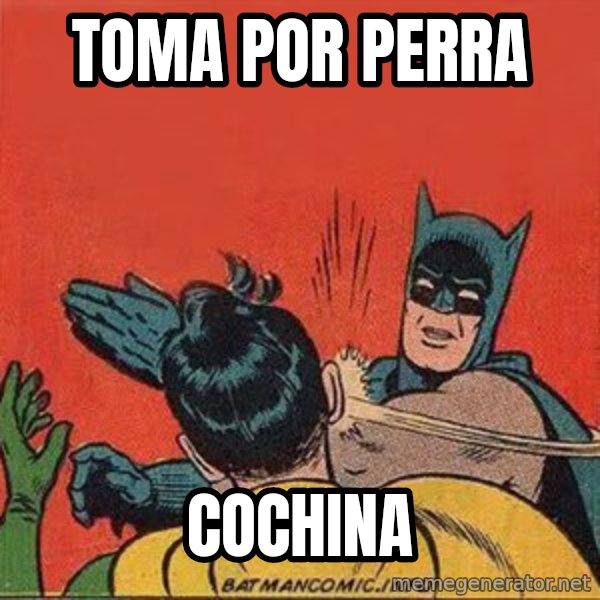 batman slap robin meme: TOMA POR PERRA / COCHINA