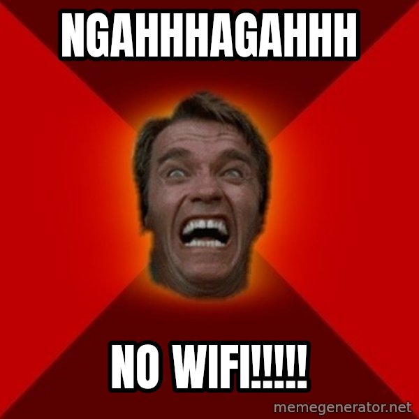 Angry Arnold meme: ngahhhagahhh / no wifi!!!!!