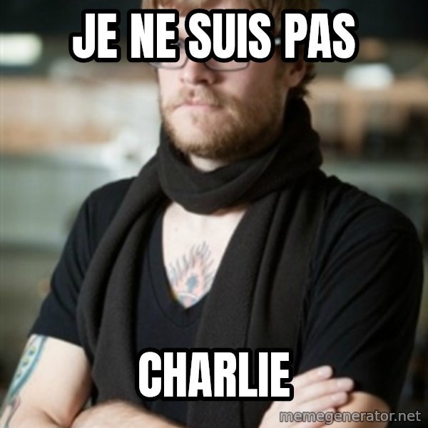 hipster Barista meme: JE NE SUIS PAS / CHARLIE
