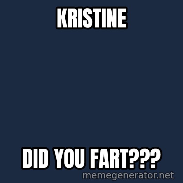 Disgusted Kristine Wiig meme: Kristine / Did you fart???