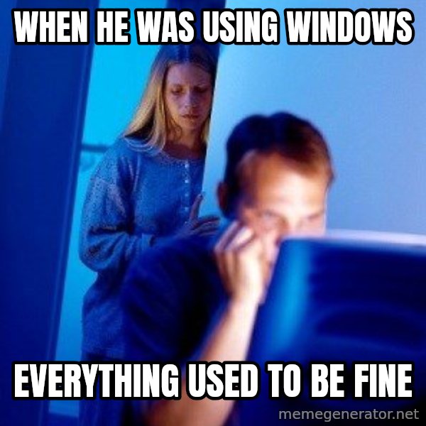 Internet Husband meme: when he was using windows / everything used to be fine