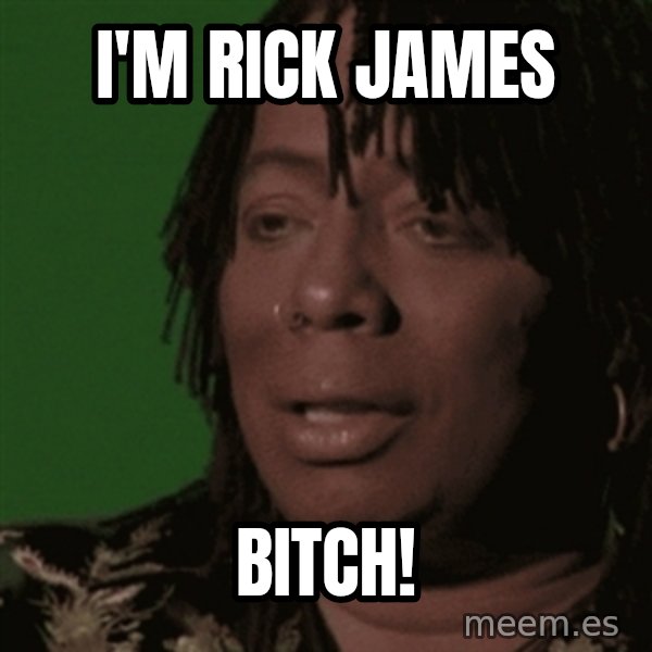 Rick James meme: I'm Rick James / Bitch!