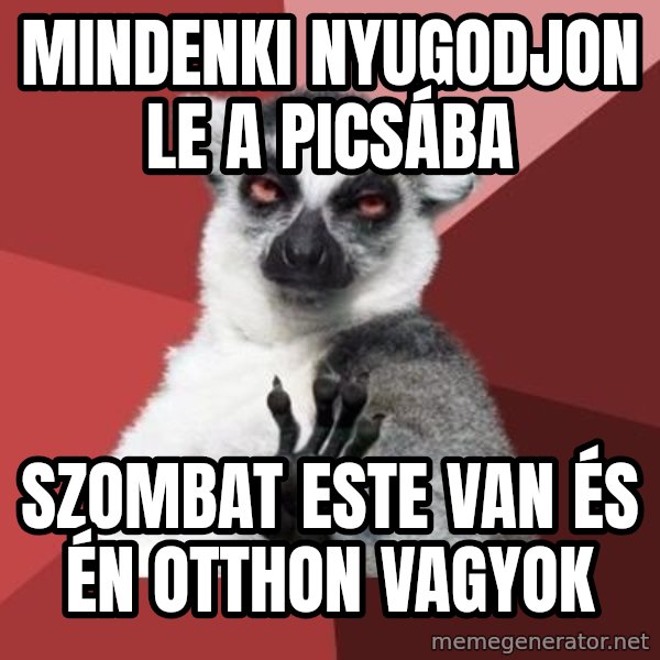 mindenki nyugodjon le a picsába meme: Mindenki nyugodjon le a picsába / Szombat este van és én otthon vagyok