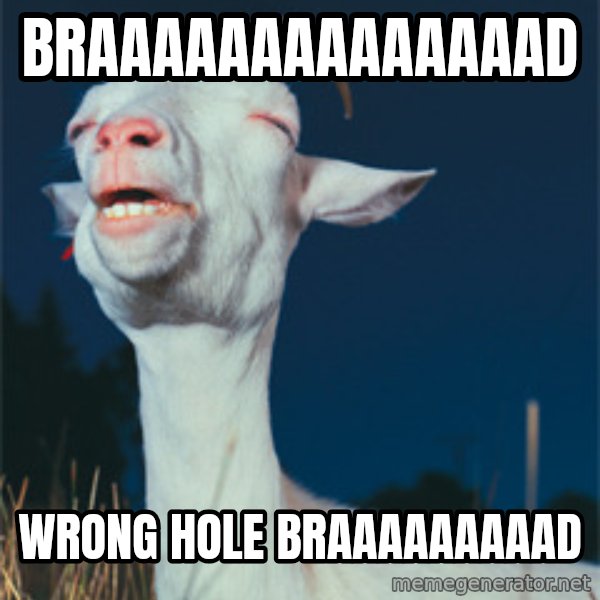 pleasure goat  meme: Braaaaaaaaaaaaaad / Wrong hole braaaaaaaaad