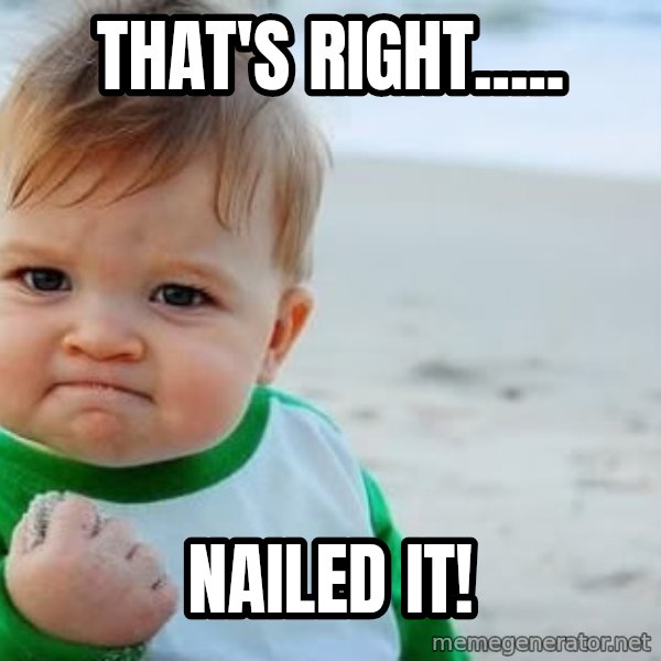 fist pump baby meme: That's right..... / Nailed it!