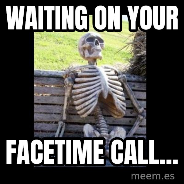 Still Waiting meme: Waiting on your / FaceTime call...