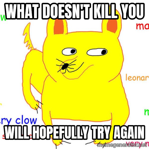 Grumpy Cat  meme: What doesn't kill you / Will hopefully try again