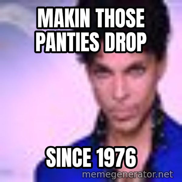 Prince meme: Makin those panties drop / Since 1976