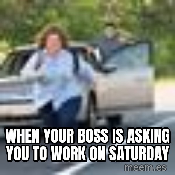 Melissa Mccarthy Running Away meme: WHEN YOUR BOSS IS ASKING YOU TO WORK ON SATURDAY