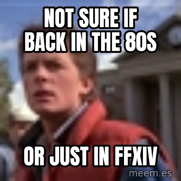 Marty Mcfly meme: NOT SURE IF BACK IN THE 80s / OR JUST IN FFXIV