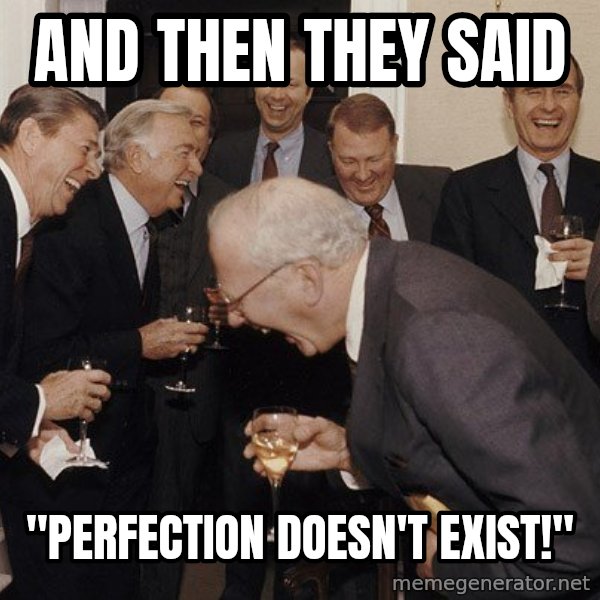 So Then I Said... meme: And then they said / "Perfection doesn't exist!"