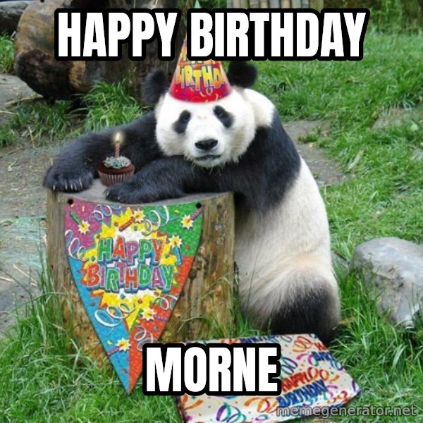 Happy Birthday Panda meme: HAPPY BIRTHDAY / MORNE
