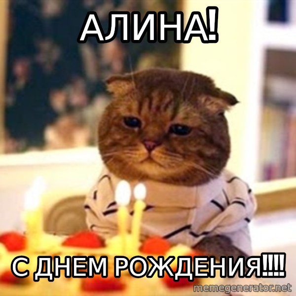 Birthday Cat meme: Алина! / С Днем Рождения!!!!
