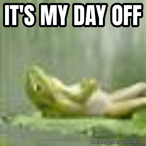 Frog Relaxing meme: It's my day off