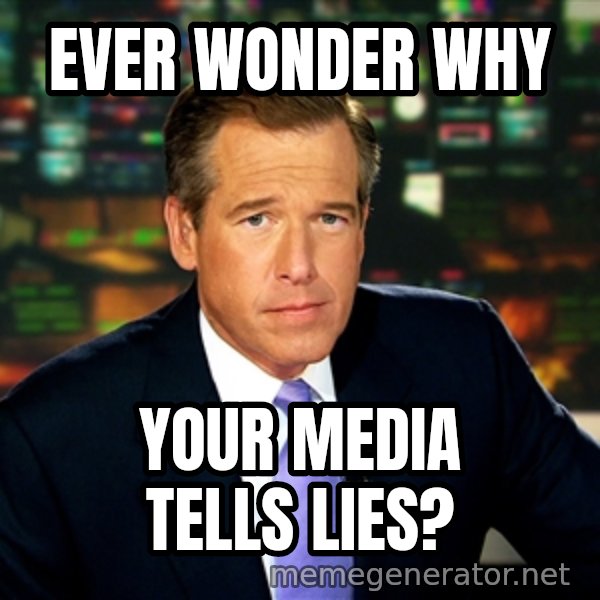 Brian WIlliams NBC News meme: ever wonder why / your media tells lies?