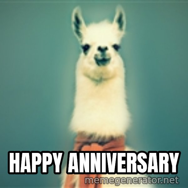 Pancakes llama meme: Happy Anniversary